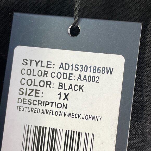 NEW Adrianna Papell Womens Plus 1X Textured Airflow Black V Neck Johnny Blouse - Picture 5 of 12